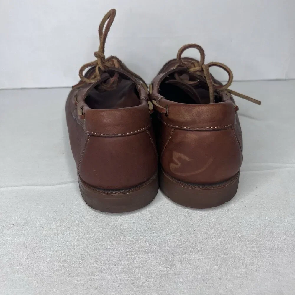 Vintage Bass Seafarer Brown Leather Boat Shoes Mens Size 8.5 M PLEASE READ